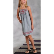 Roper Embroidered Sun Dress - Cotton Chambray (For Girls) in Blue - Closeouts