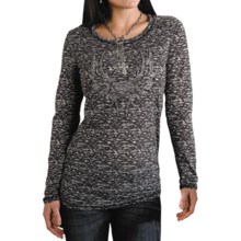 Roper Five Star Starry Night Burnout Shirt - Long Sleeve (For Women) in Black - Closeouts