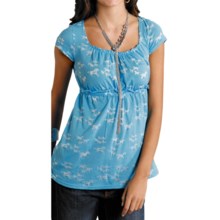Roper Horse Burnout Shirt - Short Sleeve (For Women) in Blue - Closeouts
