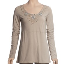 Roper Jersey Shirt - Embellished, Long Sleeve (For Women) in Brown - Closeouts
