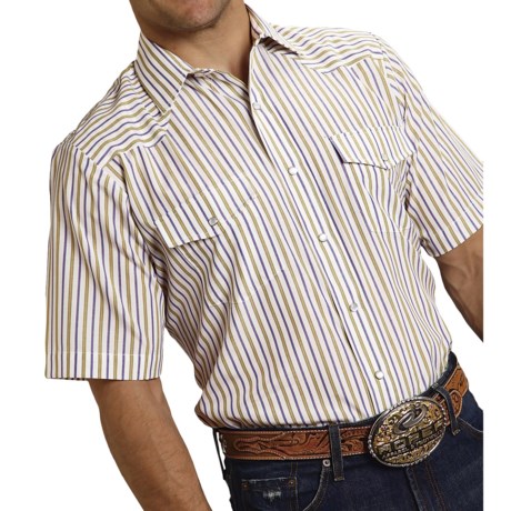 Roper Karman Classic Stripe Shirt Snap Front Short Sleeve For Men