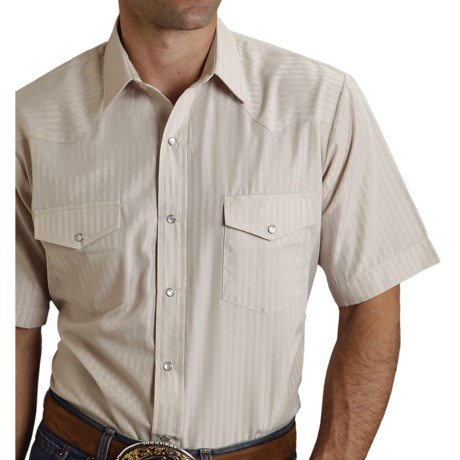 Roper Karman Classic Tone on Tone Shirt Snap Front, Short Sleeve (For Men and Big Men)