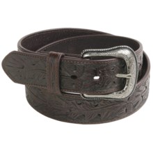 Roper Oak Acorn Leaf Belt - Leather (For Men) in Dark Brown - Closeouts