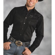 Roper Old West Embroidered Cross Shirt - Long Sleeve (For Men) in Black - Closeouts