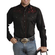 Roper Old West Embroidered Guitar Shirt - Long Sleeve (For Men) in Black - Closeouts