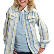 Roper Ombre Jacquard Plaid Shirt - Snap Front, Long Sleeve (For Girls) in Blue - Closeouts