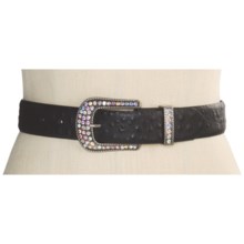 Roper Ostrich Print Belt - Leather (For Women) in Black - Closeouts