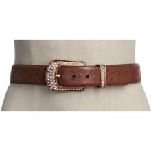 Roper Ostrich Print Belt - Leather (For Women) in Cognac - Closeouts