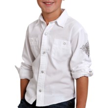 Roper Performance Western Shirt - Snap Front, Long Sleeve (For Boys) in White - Closeouts
