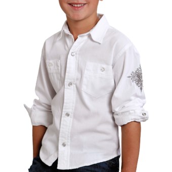 Roper Performance Western Shirt - Snap Front, Long Sleeve (For Boys) in White