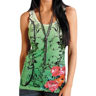 Roper Sublimation Printed Knit Tank Top (For Women) in Green