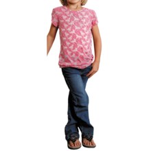 Roper Vine and Horse Burnout T-Shirt - V-Neck, Short Sleeve (For Girls) in Red - Closeouts