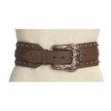 Roper Wide Ostrich Bling Hip Belt (For Women) in Brown - Closeouts