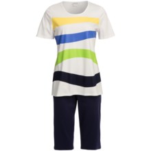 Rosch Capri Pajamas - Interlock Cotton, Short Sleeve (For Women) in Navy - Closeouts