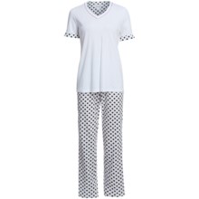 Rosch Contrast V-Neck Pajamas - Short Sleeve (For Women) in White/Sand - Closeouts