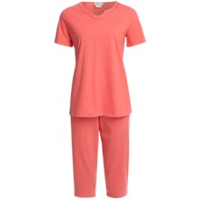 Rosch Horseshoe Neck Capri Pajamas - Short Sleeve (For Women) in Peach - Closeouts