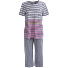 Rosch Striped Capri Pajamas - 3/4 Sleeve (For Women) in White/Grey - Closeouts