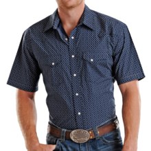 Rough Stock by Panhandle Slim Europa Antique Print Shirt - Snap Front, Short Sleeve (For Men) in Blue - Closeouts