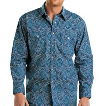 Rough Stock Rodin Vintage Print Western Shirt - Button Front, Long Sleeve (For Men) in Turquoise - Closeouts
