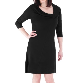 Royal Robbins Enroute Dress - UPF 50+, Cowl V-Neck, 3/4 Sleeve (For Women) in Jet Black