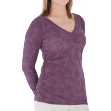 Royal Robbins Essential Printed Ruched Shirt - UPF 50+, Stretch Jersey, Long Sleeve (For Women) in Fig - Closeouts