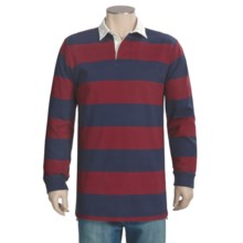 Rugby Stripe Shirt - Cotton, Long Sleeve (For Tall Men) in Wine/Navy - Closeouts