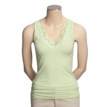 Ryan Michael Cotton Lace Tank Top - V-Neck (For Women) in Honeydew - Closeouts