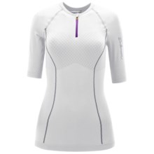 Salomon EXO Motion Zip Neck Shirt - Short Sleeve (For Women) in White - Closeouts