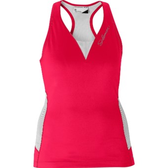 Salomon Impact Twinskin Tank III Tank Top - UPF 50+, Built-In Shelf Bra, Racerback (For Women) in Cerise/White