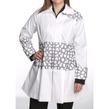 Samuel Dong Embroidered Taffeta Coat - Zip Front (For Women) in White/Black - Closeouts