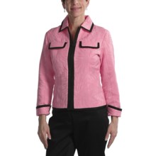 Samuel Dong Jacquard Jacket - Zip Front (For Women) in Pink - Closeouts