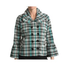 Samuel Dong Plaid Jacket - Double-Breasted (For Women) in White/Aqua - Closeouts