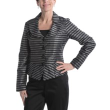 Samuel Dong Portrait Collar Shirt - Peplum (For Women) in Black/Silver - Closeouts