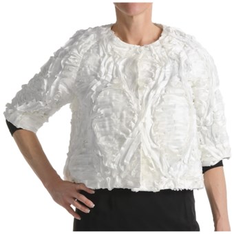 Samuel Dong Ribbon Jacket - 3/4 Sleeve (For Women) in Ivory