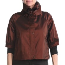 Samuel Dong Stretch Taffeta Crop Jacket (For Women) in Sangria - Closeouts