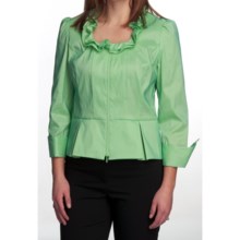 Samuel Dong Stretch Taffeta Shirt - Zip Front, 3/4 Sleeve (For Women) in Pistachio - Closeouts