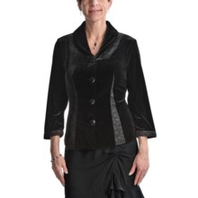 Samuel Dong Stretch Velvet and Lace Shirt - 3/4 Sleeve (For Women) in Black - Closeouts