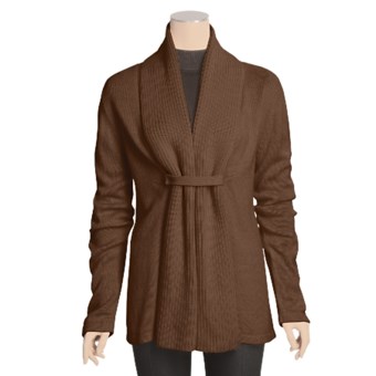 San York Alpaca Cardigan Sweater - Snap Front (For Women) in Med Brown