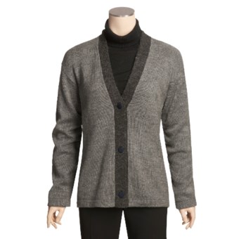 San York Alpaca Cardigan Sweater - V-Neck, Two-Tone (For Women) in Grey/Charcoal