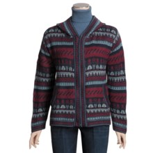 San York Alpaca Geo Sweater - Zip Front, Hooded (For Women) in Burgundy/Navy/Denim - Closeouts