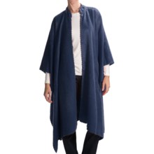 San York Long Alpaca-Blend Cape - Crochet Edging (For Women) in Denim - Closeouts