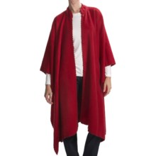 San York Long Alpaca-Blend Cape - Crochet Edging (For Women) in Red - Closeouts