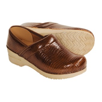 Sanita Professional Croco Clogs - Leather (For Women) in Cognac
