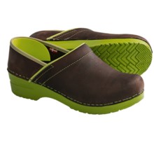 Sanita Professional Zita Clogs - Leather, Closed Back (For Women) in Brown/Lime - Closeouts