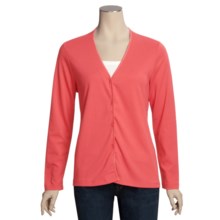 Satin Trim Button Cardigan Sweater (For Women) in Coral - 2nds