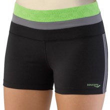 Saucony Cha Cha LX Tight Shorts - UPF 50+ (For Women) in Black/Envy - Closeouts