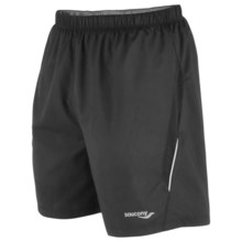 Saucony Run Lux II Shorts - Built-In Brief (For Men) in Black Check - Closeouts