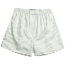 Savile Collection by Derek Rose Boxer Shorts - Cotton (For Men) in White/Sage Stripe - Closeouts
