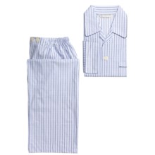 Savile Collection by Derek Rose Pajamas - Cotton, Long Sleeve (For Men) in Denim/White/Light Blue Stripe - Closeouts