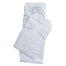 Savile Collection by Derek Rose Pajamas - Cotton, Long Sleeve (For Men) in White/Blue/Light Blue Stripe - Closeouts
